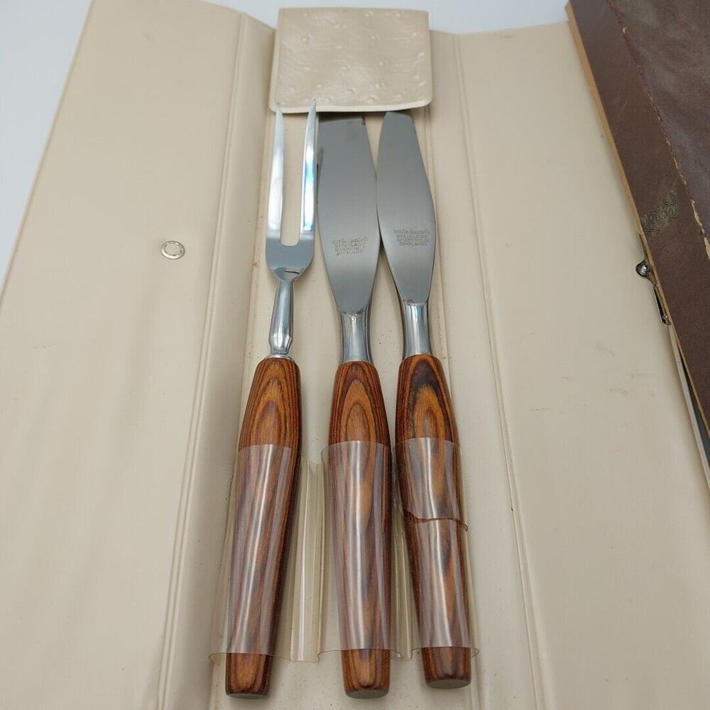 Mode Carving Set DANISH SHEFFIELD ENGLAND‎ 3 Piece With Case